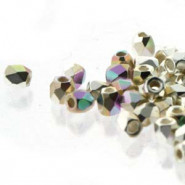 True2™ Czech Fire polished faceted glass beads 2mm - 999 Fine Silver plated ab